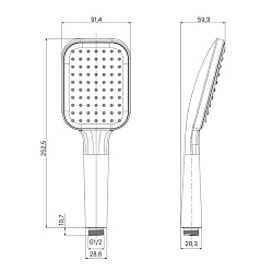 Лейка для душа, черная матовая, 1F, Ideal Spa, MI, ILS1FBSM18