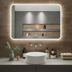 Зеркало/LED-подсветка/антизапотевание/2 кнопки/Bluetooth динамики (100см*70см)Amazon Music/AQUA DE