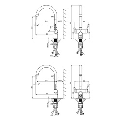 MINIMA Смеситель для кухни с подключением к фильтру питьевой воды, латунь/хром, LM3861C