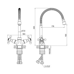 Смеситель для кухни с гибким изливом, Duplex, Milardo, DUPSB0FM05