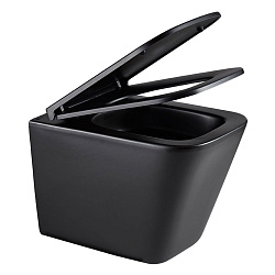 FLOREX Унитаз подвесной, безободковый с сиденьем микролифт,смыв вихревой Торнадо 3.0, черный матовый