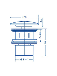 Донный клапан для раковины Pragma, белый глянцевый, керамический, с переливом, HME5.GWCW.002