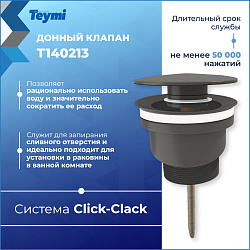 Corpa Nera донный клапан с переливом/без перелива для раковины, графит матовый