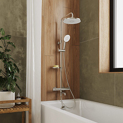 Смеситель термостатический для душа со стойкой и тропической лейкой, Ideal Spa. Milardo, ILSSBTHM06