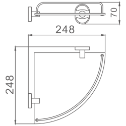 Полка стеклянная 1- ярус, угловая, хром HB1921-1