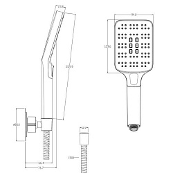 Вывод Душевой гарнитур FERRO (держатель лейки) 3 режима шланг 150 металл квадрат
