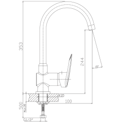 Смеситель для кухни, латунь, хром HB4007