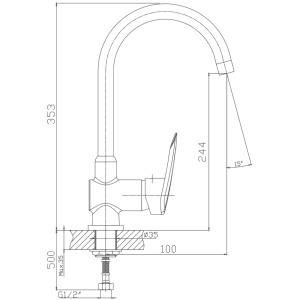 Смеситель для кухни, латунь, хром HB4007