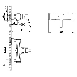 Смеситель для душа, хром