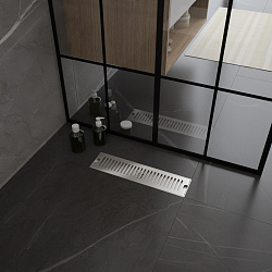 Corpa Nera Grossi/Гросси душевой трап 10х40 с сухим затвором, вертикальный выпуск, нержавеющая сталь