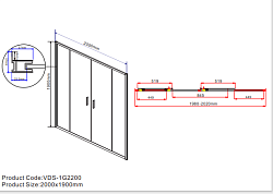 Душевая дверь Garda VDS-1G2200CL, 2000, хром, стекло прозрачное, , шт