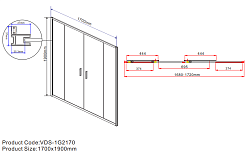 Душевая дверь Garda VDS-1G2170CL, 1700, хром, стекло прозрачное, , шт