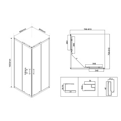 Душевой уголок City VSS-5CT800CL, 800*800, хром, стекло прозрачное , , шт