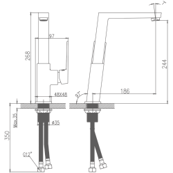 Смеситель для кухни, латунь, хром HB70191