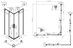 Душевой уголок Ultima VSS-7UL8010CLGM, 800*1000, вороненая сталь, стекло прозрачное, , шт