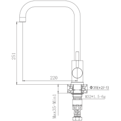 Смеситель для кухни, нержавеющая сталь HB71304-4