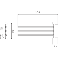 Держатель для полотенец, тройной, поворотный 400 мм, черный HB8413-7