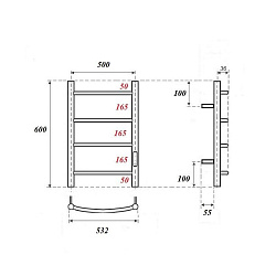 Полотенцесушитель электрический Point Афина PN04856B П4 500x600 диммер справа, черный
