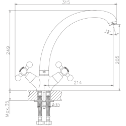 Смеситель для кухни, латунь, бронза HB4219-4