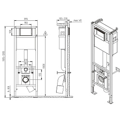 Вывод Инсталляция VECTOR 40 для унитаза механическая кнопка BLICK пластик хром матовый