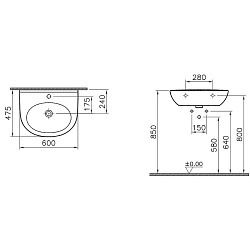 Zentrum Раковина 60 см белая