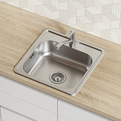 Мойка с сифоном арт. S11UPS0i84, нерж. сталь, шелк, 485*485, Strit S, IDDIS, STR48S0i77S