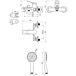 ORTUS Смеситель для ванны с коротким изливом, поворотный переключатель, латунь/хром, LM11314C