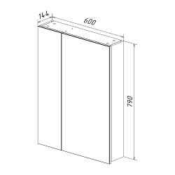 Шкаф зеркальный Lemark UNIVERSAL 60х80 см 2-х дверный, цвет корпуса: Белый глянец