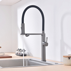 Смеситель для кухни Vincea VKF-119GM, вороненая сталь, , шт