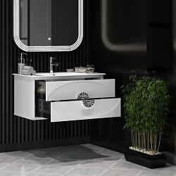 Тумба Opadiris Ибица 90, подвесная, цвет белый/хром (под раковину CeraStyle Ibiza 91), вар.2