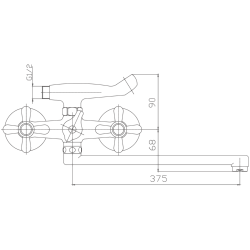 Смеситель для ванны, длинный излив, латунь, хром HB2225