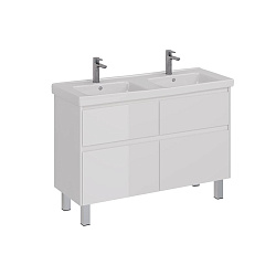 Тумба Lemark COMBI 125 см под 2 раковины, подвесная/напольная,4 ящика, цвет корпуса, фасада: Белый г