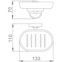 Мыльница стеклянная, хром HB1902
