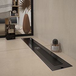 Corpa Nera Grossi/Гросси душевой трап 10х60 с сухим затвором, вертикальный выпуск, черный