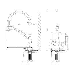 ВЫВОД COMFORT Смеситель для кухни с гибким изливом, подключ.к фильтру пит.воды, латунь/хром/оранжевы