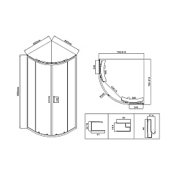 Душевой уголок City VSQ-5CT800MT, 800*800, хром, стекло текстурное, , шт
