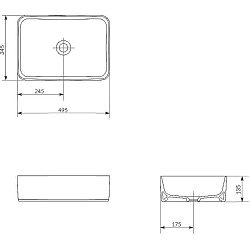 Раковина на столешницу CREA 50 RECTANGULAR 0 отв.