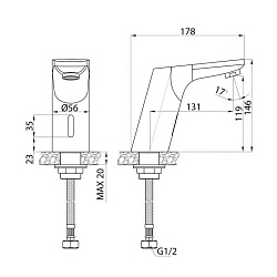Смеситель для умывальника, сенсорный, Pulse, IDDIS, PULSBS0i86