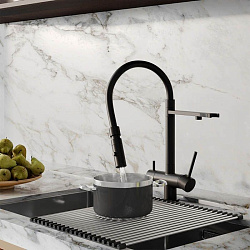 Смеситель для кухни с фильтром и гибким изливом, черный матовый, Ace, IDDIS, ACEBLFFi05