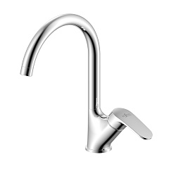 Смеситель для кухни с поворотным изливом, высота излива 22 см, длина 21 см, латунь/хром