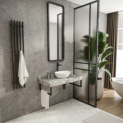 Corpa Nera Grossi/Гросси столешница 100 под раковину керамогранит, серый мрамор