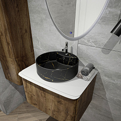 Corpa Nera Bosso/Боссо раковина  накладная D40 с полочкой под смеситель, черный мрамор