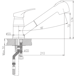Смеситель для кухни, выдвижная лейка, латунь, хром HB6013