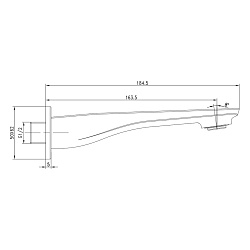 Встраиваемый наполнитель для ванны (излив), длина 18,4 см, латунь/хром/белый
