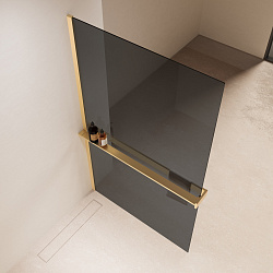 Душевая перегородка Walk-In VSW-1HR900CGG, 900*2000, брашированное золото, стекло тонированное, , шт