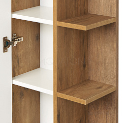 Шкаф-колонна Сканди с зеркалом, белый/Дуб Рустикальный