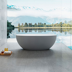 Ванна из искусственного камня Vincea VBT-6S01MG, 1700*750*550, серый/белый мат., слив-перелив , , шт