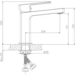 Смеситель для раковины, латунь, черный HB10615-7