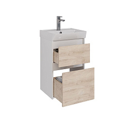 Тумба Lemark COMBI 45см под 1 раковину, подвесная/напольная, 2 ящика, цвет фасада: Дуб кантри, цвет