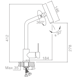 Смеситель для кухни, нержавеющая сталь HB73304-1